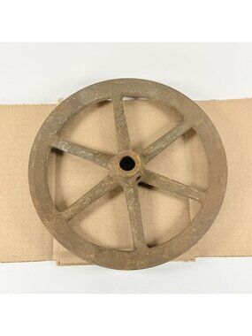 Vintage Cast Iron Industrial Pulley Wheel 6 Spokes Industrial Tool Rustic Decor